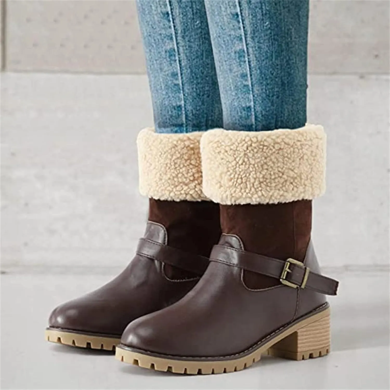 Ladmiple Snow Boots For Women 2023 Trendy Winter Boots Slip on Fur Lined Cold Weather Warm Ankle Booties Mid Calf Shoes