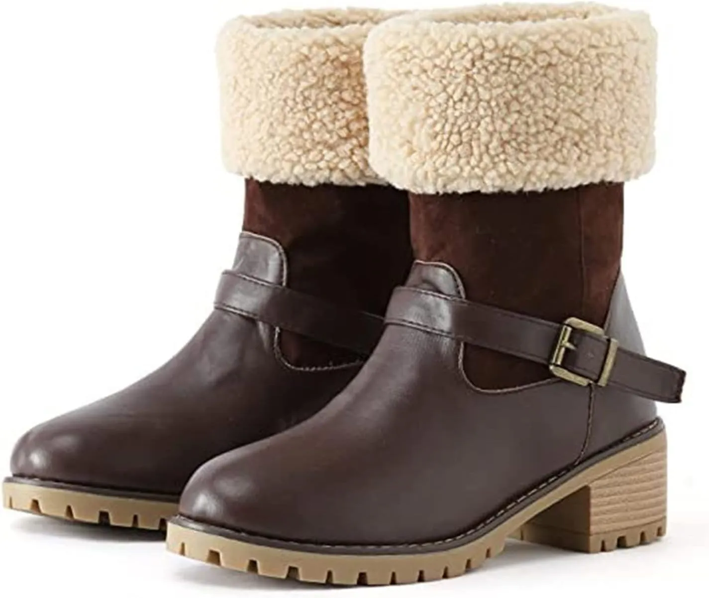 Ladmiple Snow Boots For Women 2023 Trendy Winter Boots Slip on Fur Lined Cold Weather Warm Ankle Booties Mid Calf Shoes