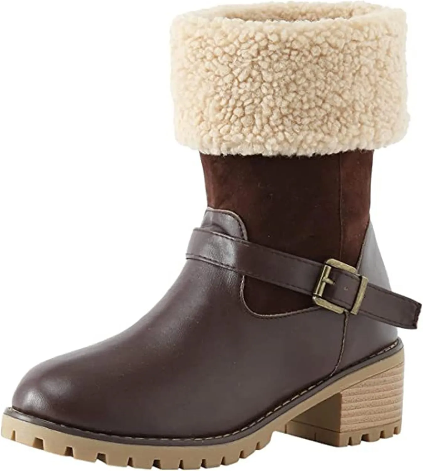Ladmiple Snow Boots For Women 2023 Trendy Winter Boots Slip on Fur Lined Cold Weather Warm Ankle Booties Mid Calf Shoes