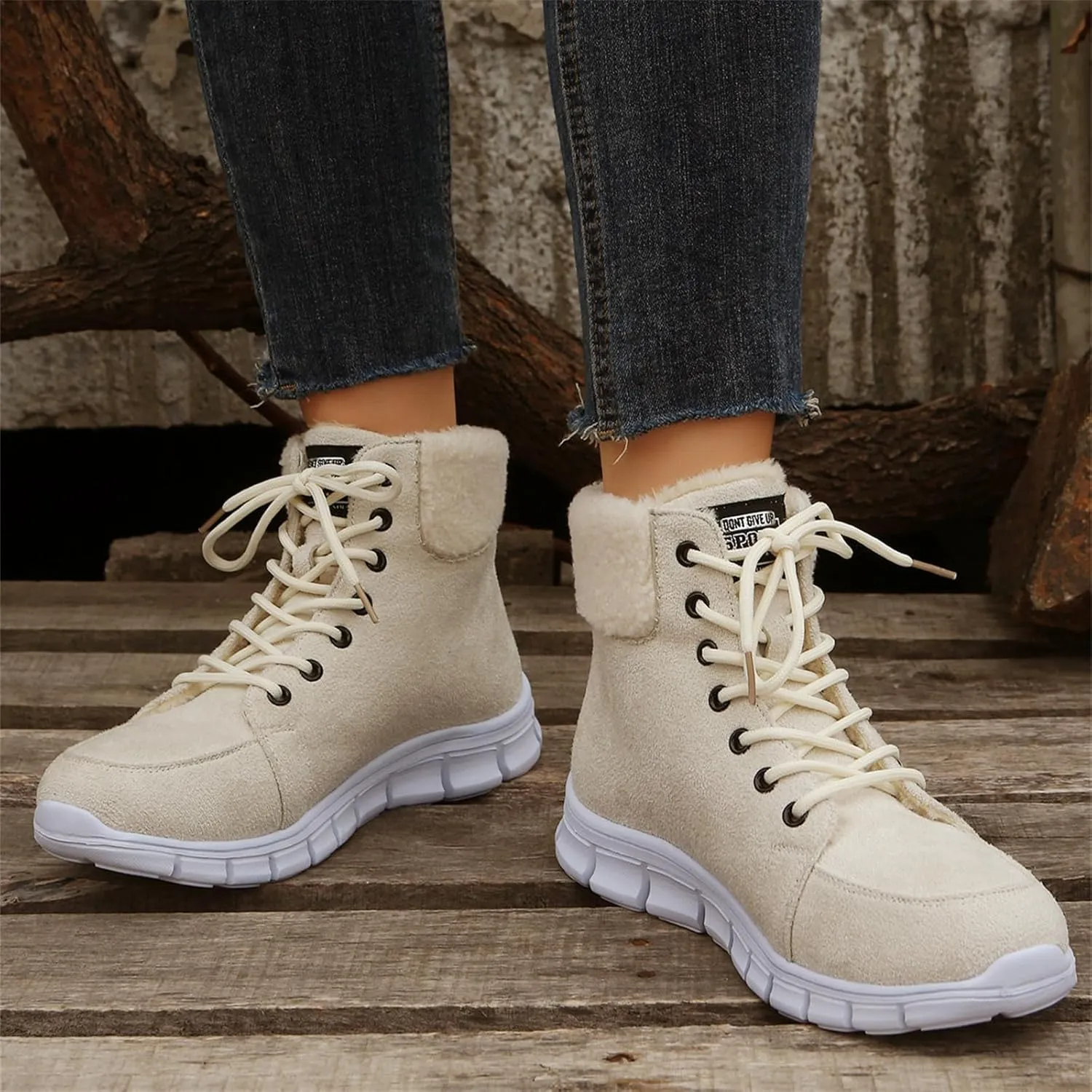 Ladmiple Snow Boots For Women 2023 Trendy Winter Warm Ankle Booties Fur Lined Anti-Slip Outdoor Slip On Comfortable Warm Shoe