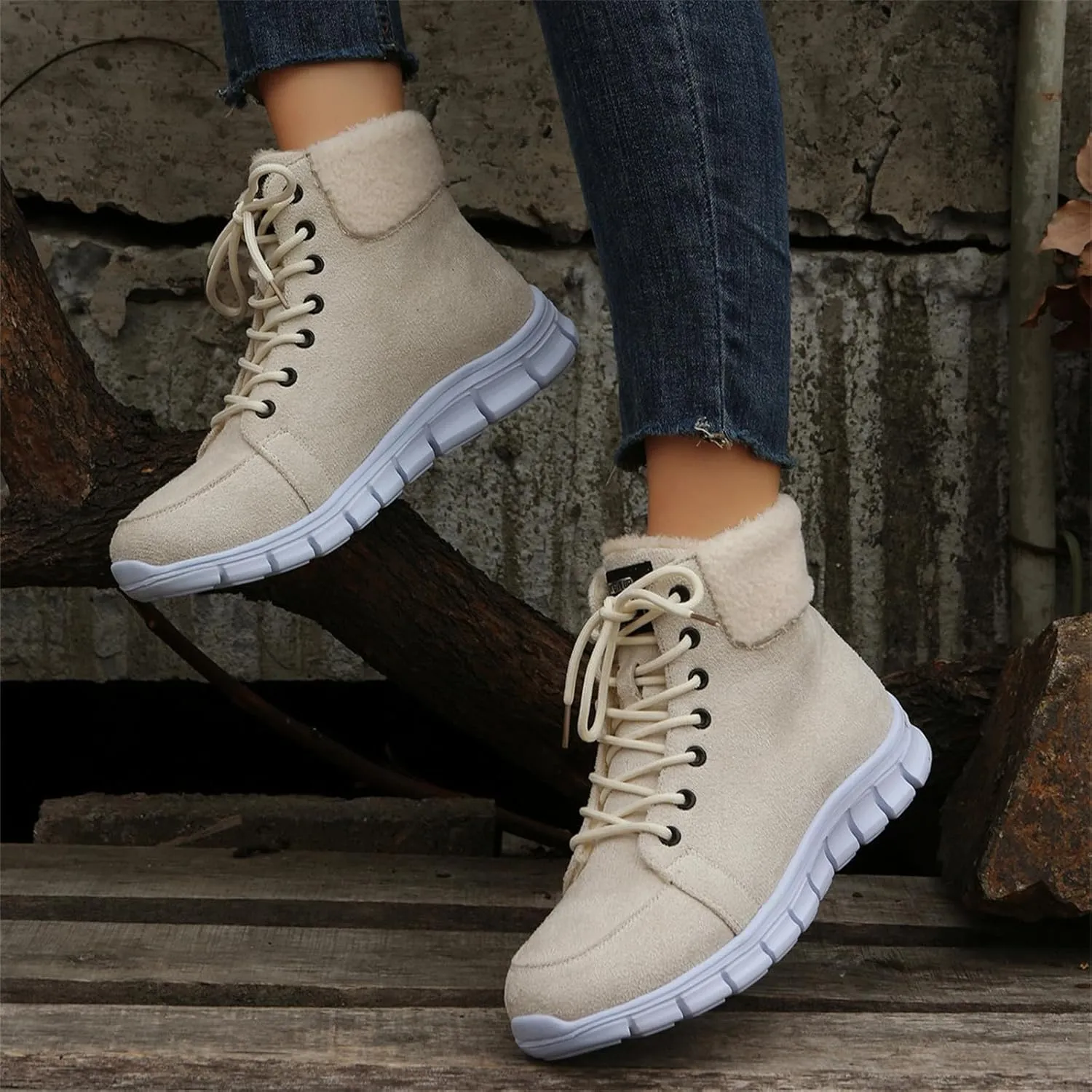 Ladmiple Snow Boots For Women 2023 Trendy Winter Warm Ankle Booties Fur Lined Anti-Slip Outdoor Slip On Comfortable Warm Shoe