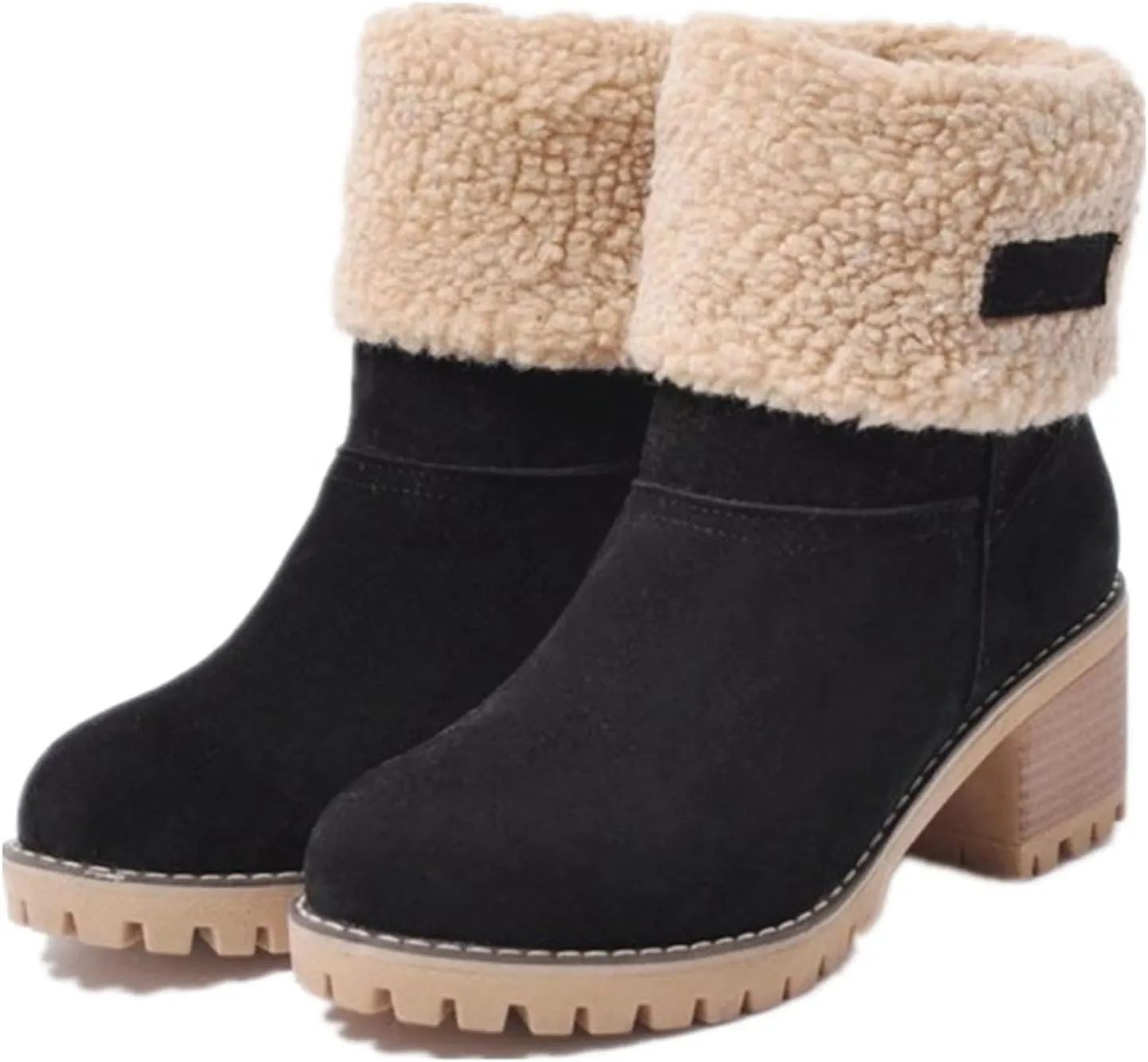 Ladmiple Snow Boots For Women 2023 Trendy Winter Warm Mid Calf Ankle Booties Slip On Fur Lined Fashion Casual Walking Shoes