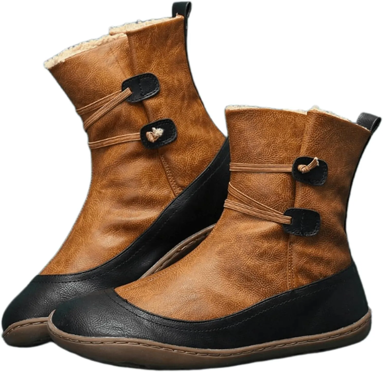 Ladmiple Snow Boots For Women Cute High Top Warm Fur Lined Winter Ankle Booties Outdoor Fashion Slip On Mid Calf Walking Shoe
