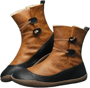 Ladmiple Snow Boots For Women Cute High Top Warm Fur Lined Winter Ankle Booties Outdoor Fashion Slip On Mid Calf Walking Shoe