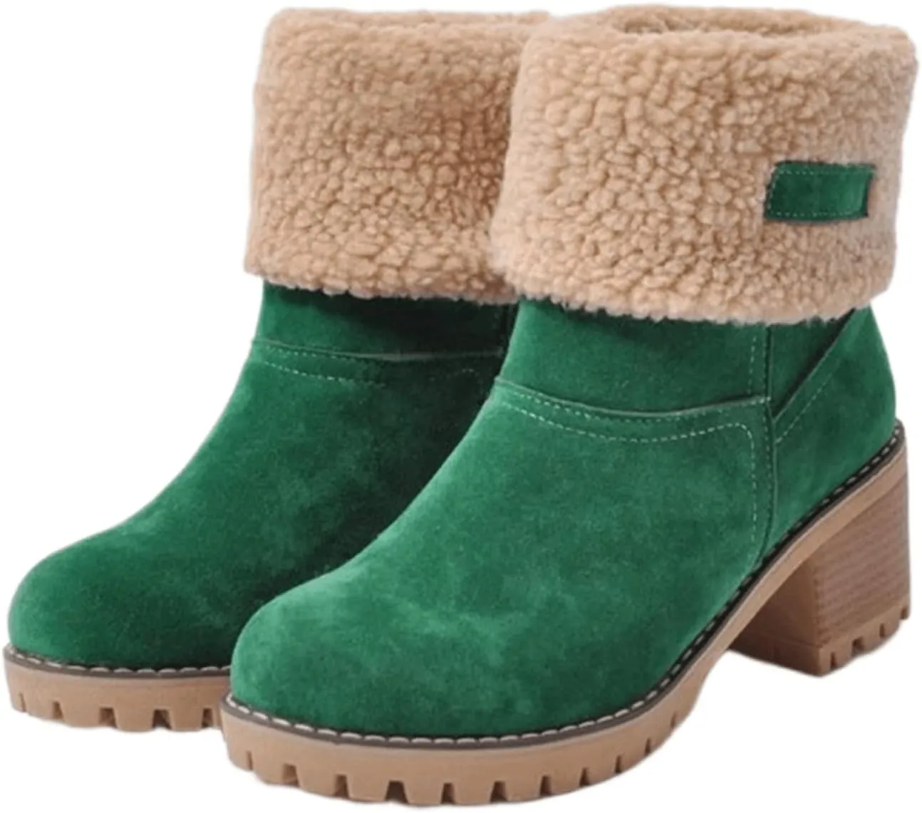 Ladmiple Snow Boots For Women Cute High Top Winter Warm Ankle Booties Fur Lined Anti-Slip Outdoor Slip On Mid Calf Warm Shoes