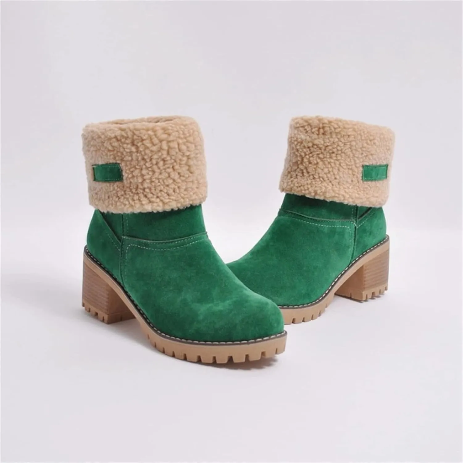 Ladmiple Snow Boots For Women Cute High Top Winter Warm Ankle Booties Fur Lined Anti-Slip Outdoor Slip On Mid Calf Warm Shoes