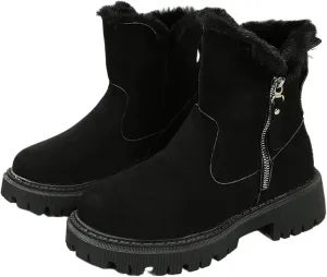 Ladmiple Snow Boots For Women Cute Tall Mid Calf Warm Fur Lined Winter Shoes Outdoor Slip On Fashion Walking Ankle Booties
