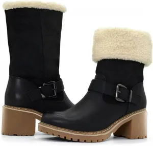 Ladmiple Snow Boots For Women Cute Tall Mid Calf Winter Warm Ankle Booties Fur Lined Anti-Slip Outdoor Slip On Shoes