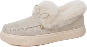 Ladmiple Snow Boots For Women Cute Wide Calf Winter Warm Ankle Booties Fur Lined Anti-Slip Outdoor Slip On Comfortable Shoes
