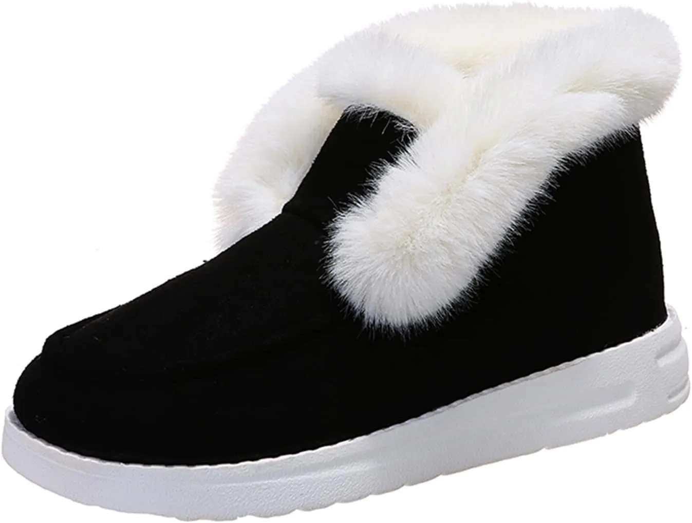 Ladmiple Snow Boots For Women Slip On Winter Ankle Boots Classic Faux Fur Lined Fashion Casual Warm Outdoor Walking Shoes