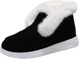 Ladmiple Snow Boots For Women Slip On Winter Ankle Boots Classic Faux Fur Lined Fashion Casual Warm Outdoor Walking Shoes