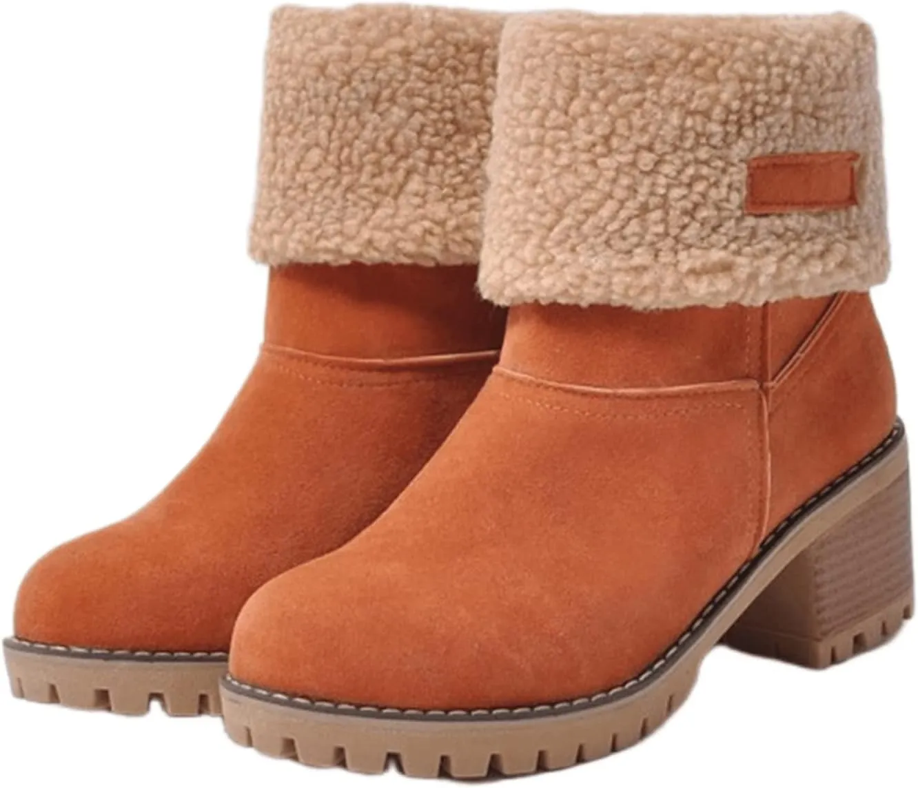 Ladmiple Snow Boots For Women Tall Mid Calf Winter Boots Warm Fashion Fur Lined Thickening Outdoor Comfortable Shoes