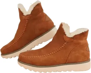 Ladmiple Snow Boots For Women Wide Faux Fur Lined Warm Winter Ankle Boots Outdoor Short Booties Fashion Slip On Walking Shoes