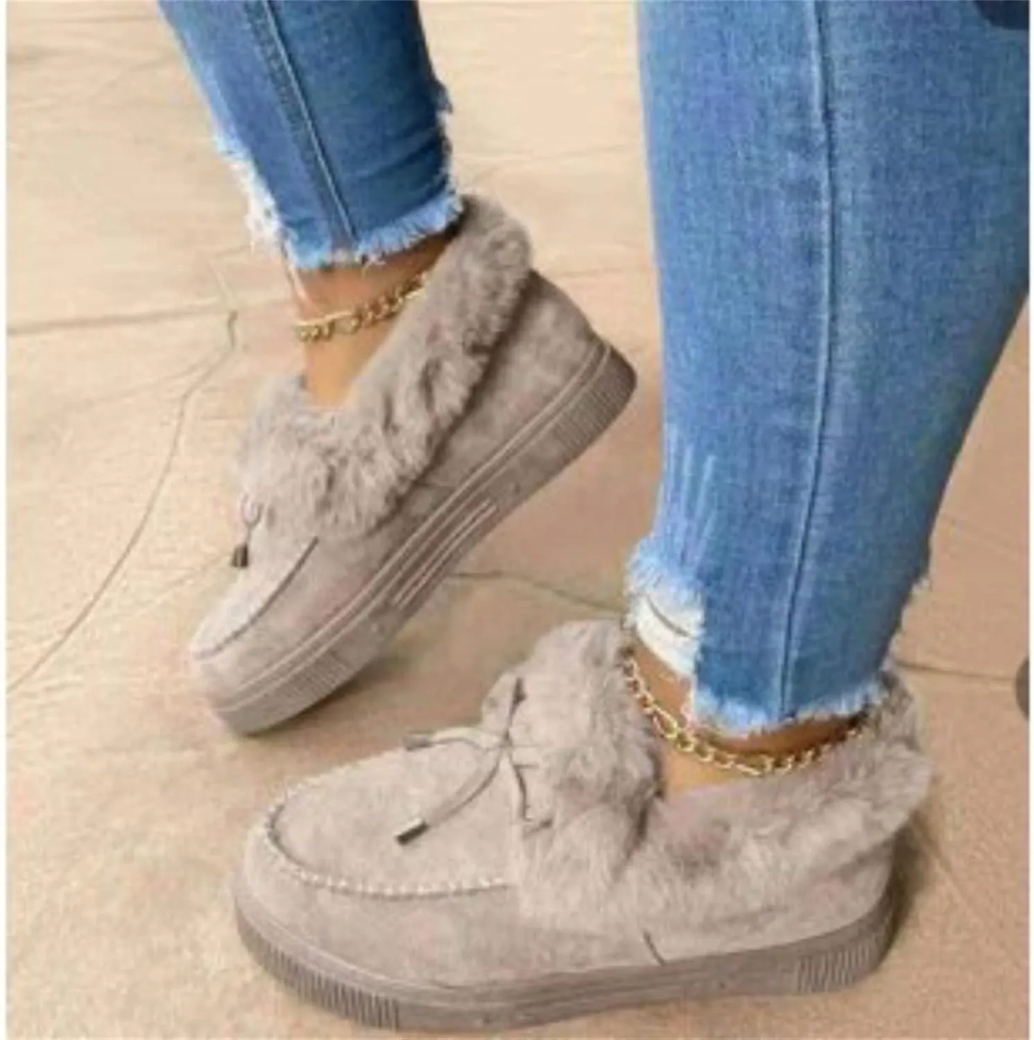 Ladmiple Winter Boots For Women 2024 Fashion Snow Boots Winter Shoes Fur Lined Warm Slip On Comfortable Outdoor Ankle Booties