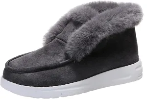 Ladmiple Winter Boots For Women Warm Casual Slip-on Loafers Shoes Faux Fur-Lined Comfortable Lightweight Snow Ankle Booties