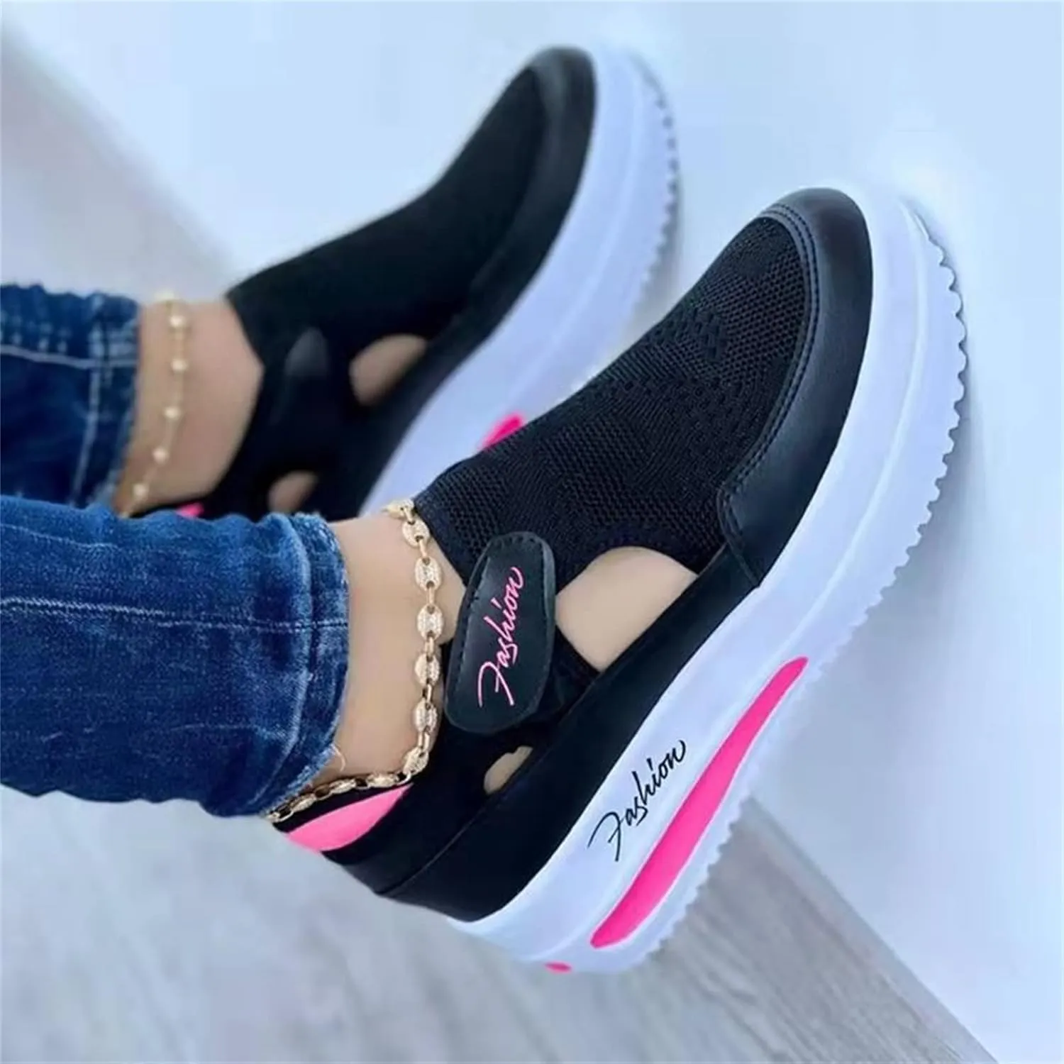 Lausiuoe Sandals Women Fashion Platform Sandals Casual Dressy Summer Slip on Ankle Strap Wedges Flatform Walking Shoes