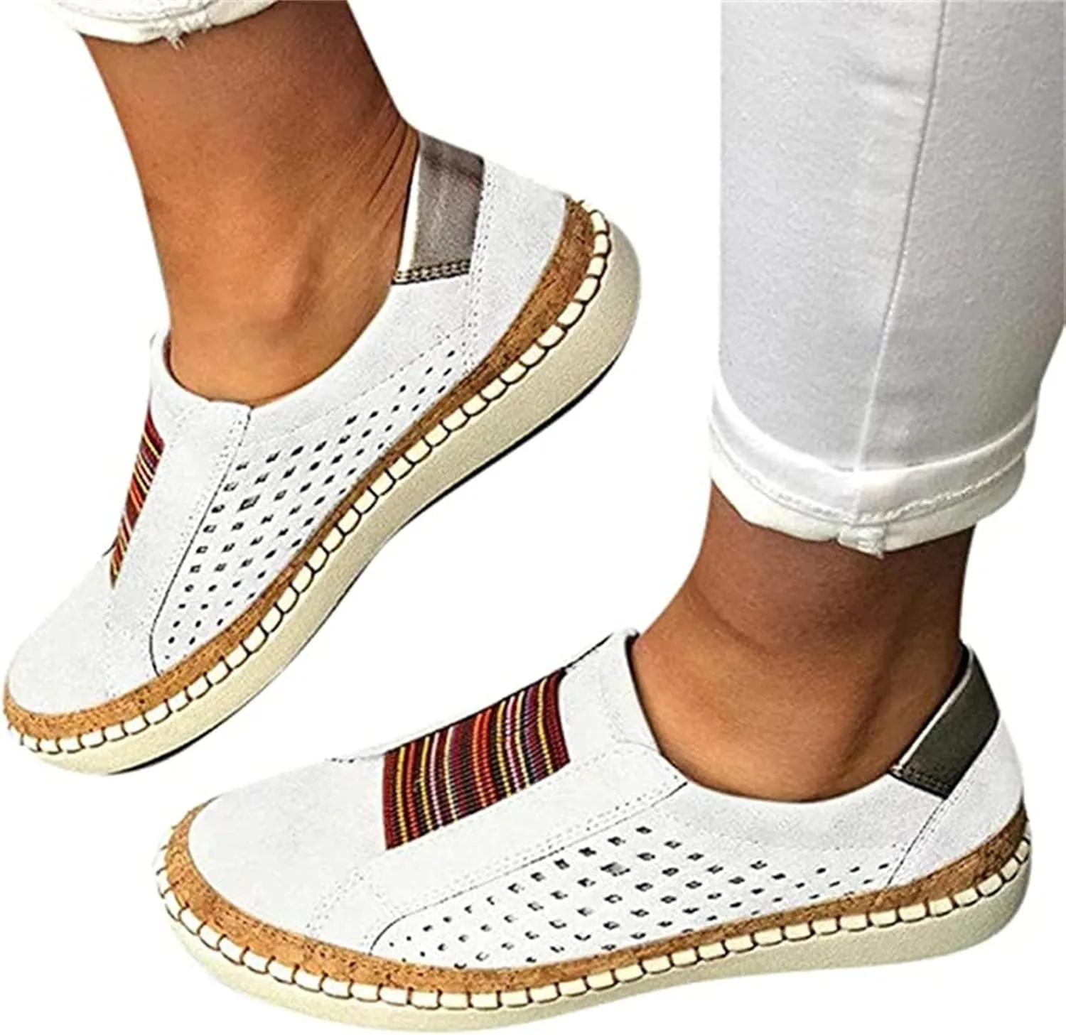 Lausiuoe Shoes For Women Dressy Comfortable Slip on Canvas Shoe Low Top Non Slip Fashion Sneakers Casual Walking Flat Loafers