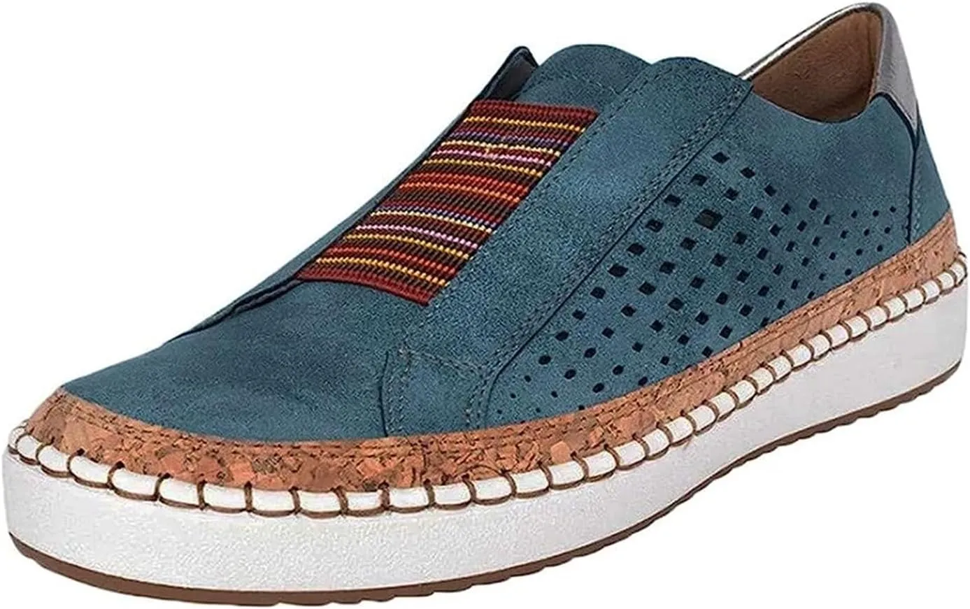 Lausiuoe Shoes For Women Dressy Flats Canvas Loafers Fashion Round Toe Non-Slip Casual Comfortable Walking Slip On Sneakers