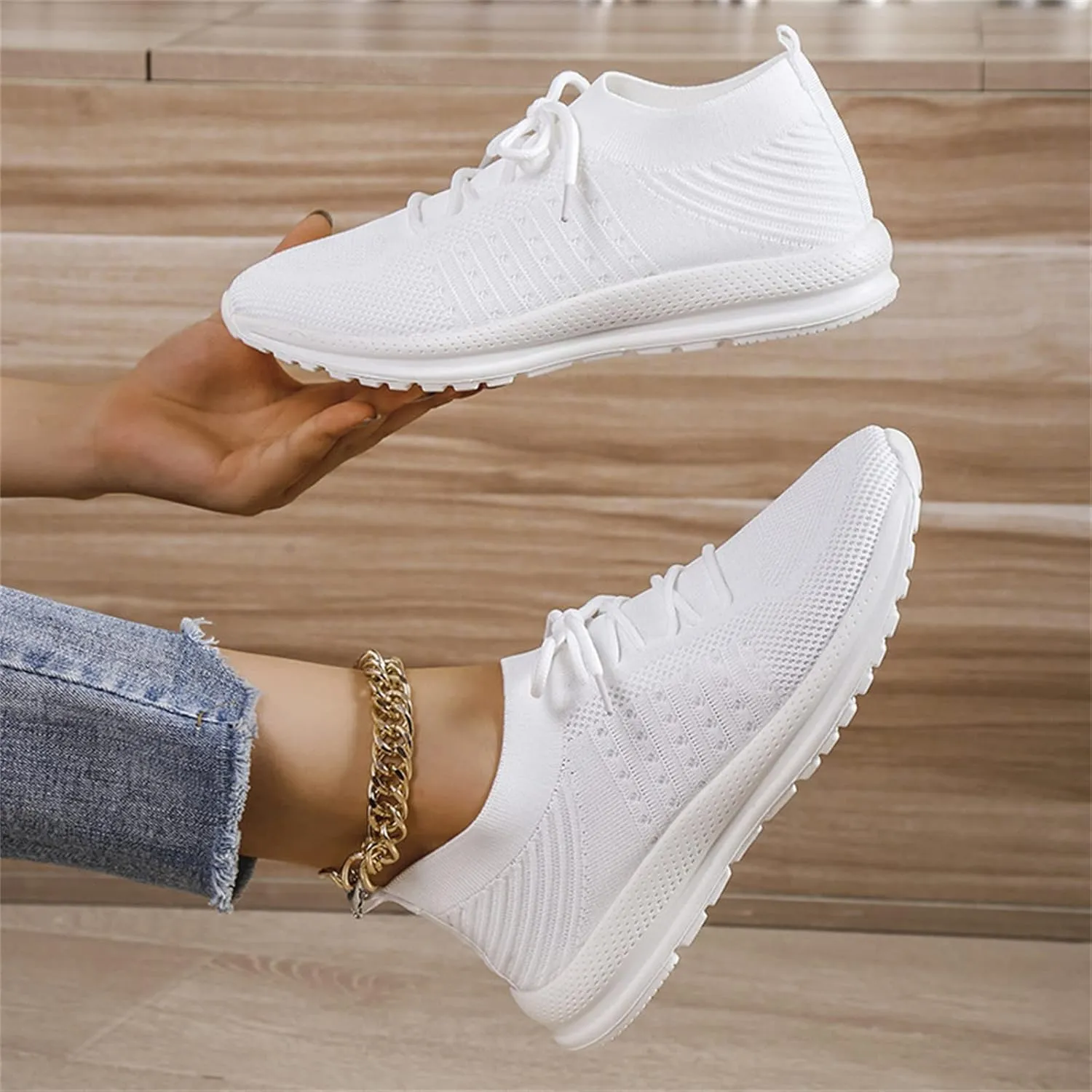 Lausiuoe Shoes For Women Sneakers Wide Width Athletic Walking Shoes Casual Mesh Slip On Comfortable Work Sock Sneakers