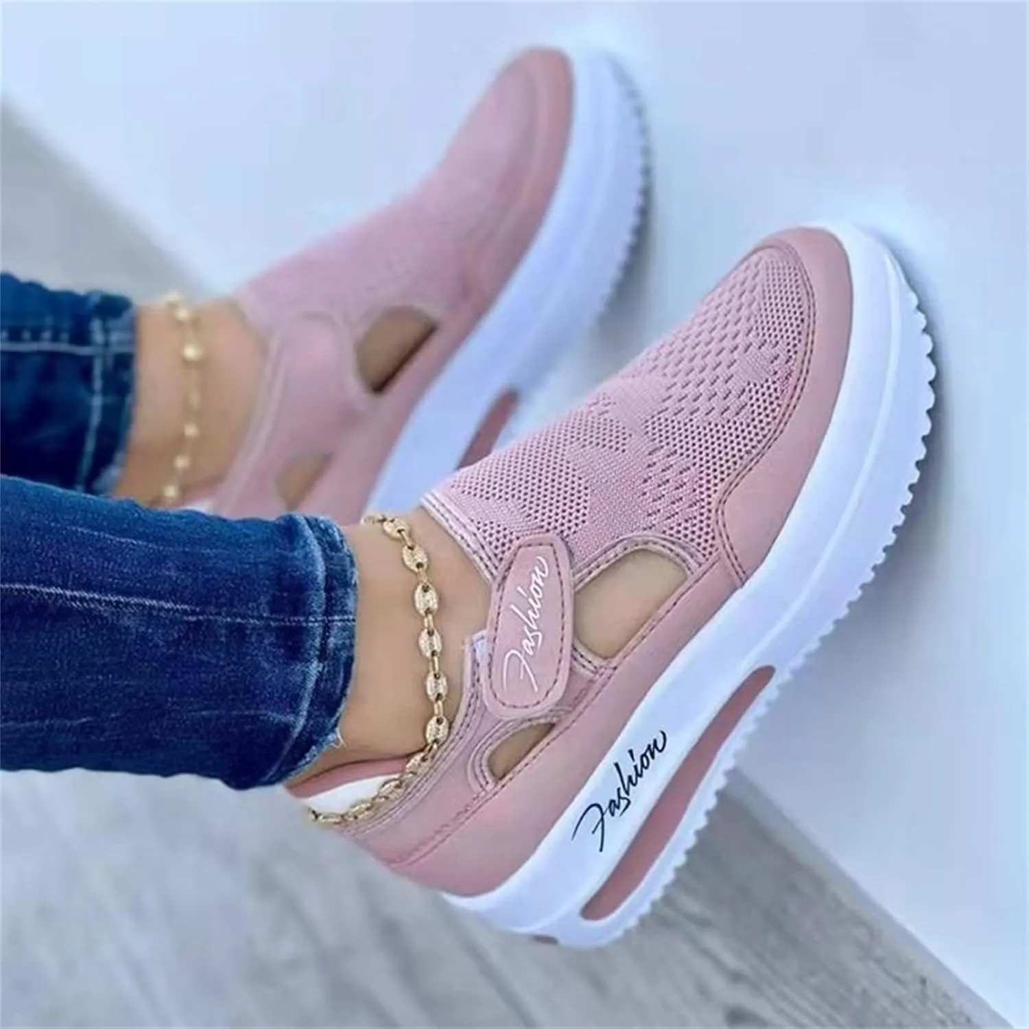Lausiuoe Sneakers For Women Platform Slip On Fashion Canvas Shoes Lightweight Non-Slip Casual Comfortable Walking Flat Loafer