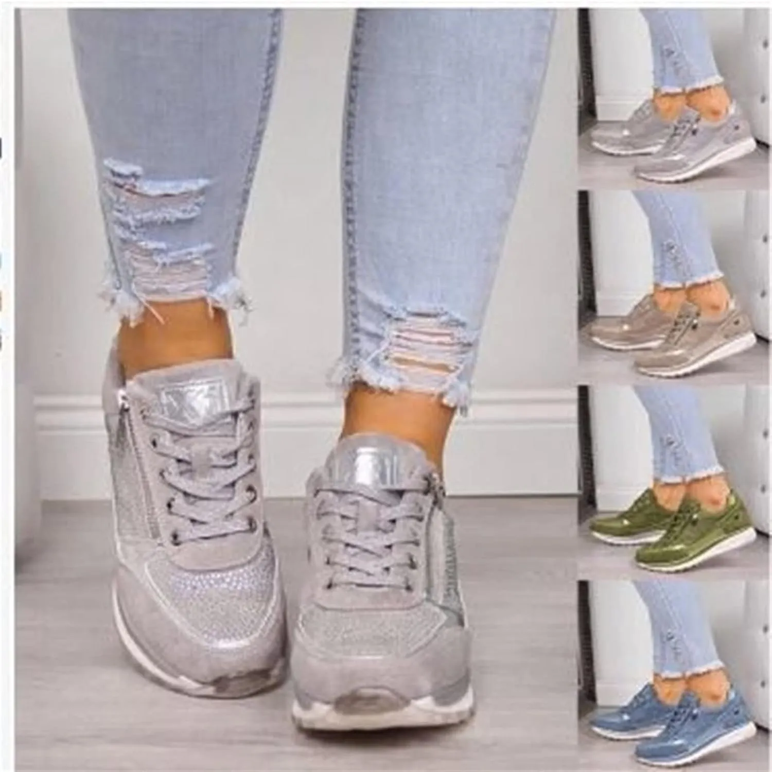 Lausiuoe Sneakers For Women Slip On Arch Support Sneakers Fashion Comfortable Non-Slip Gym Sports Running Walking Shoes