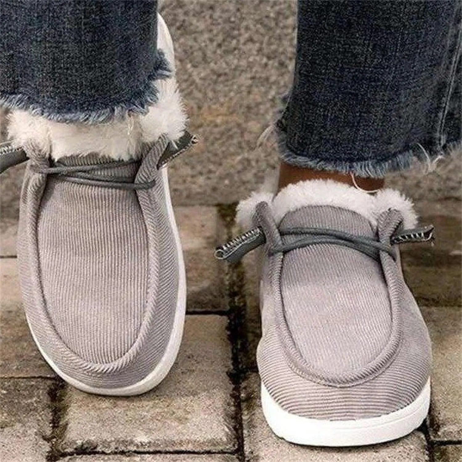Lausiuoe Snow Boots For Women Cute Fur Lined Classic Fuzzy Fashion Winter Slip On Ankle Booties Fashion Warm Shoes Loafers