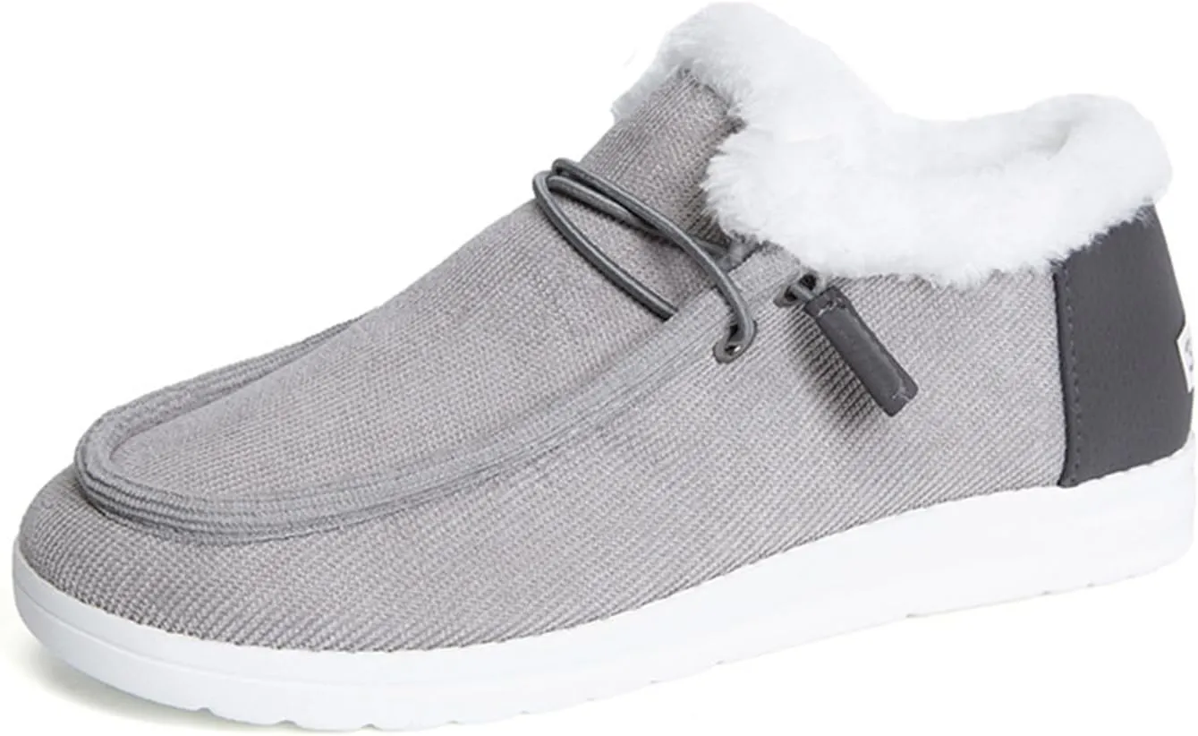 Lausiuoe Snow Boots For Women Cute Fur Lined Classic Fuzzy Fashion Winter Slip On Ankle Booties Fashion Warm Shoes Loafers
