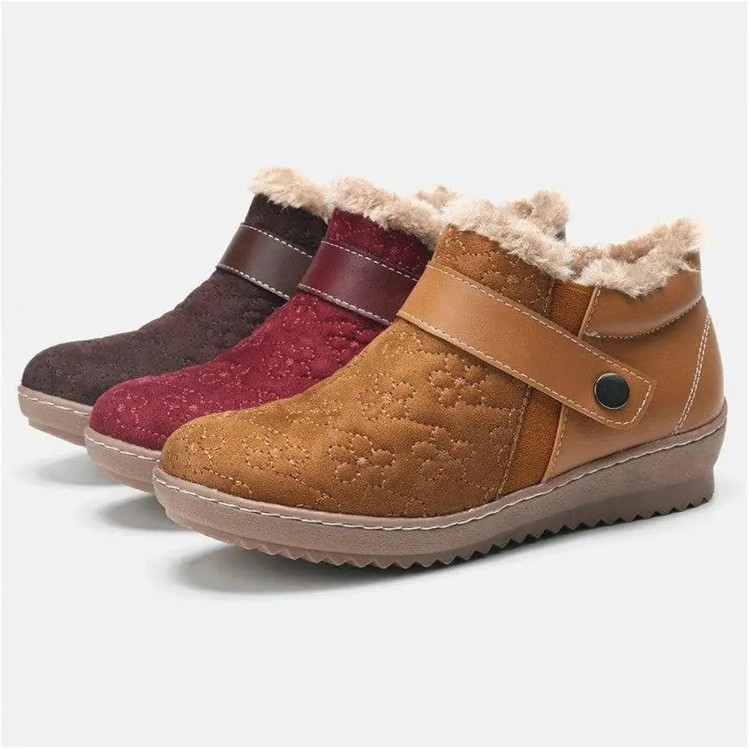Lausiuoe Snow Boots For Women Cute Fur Lined Fuzzy Ankle Booties Winter Warm Shoes Silp On Comfortable Casual Fashion Loafers