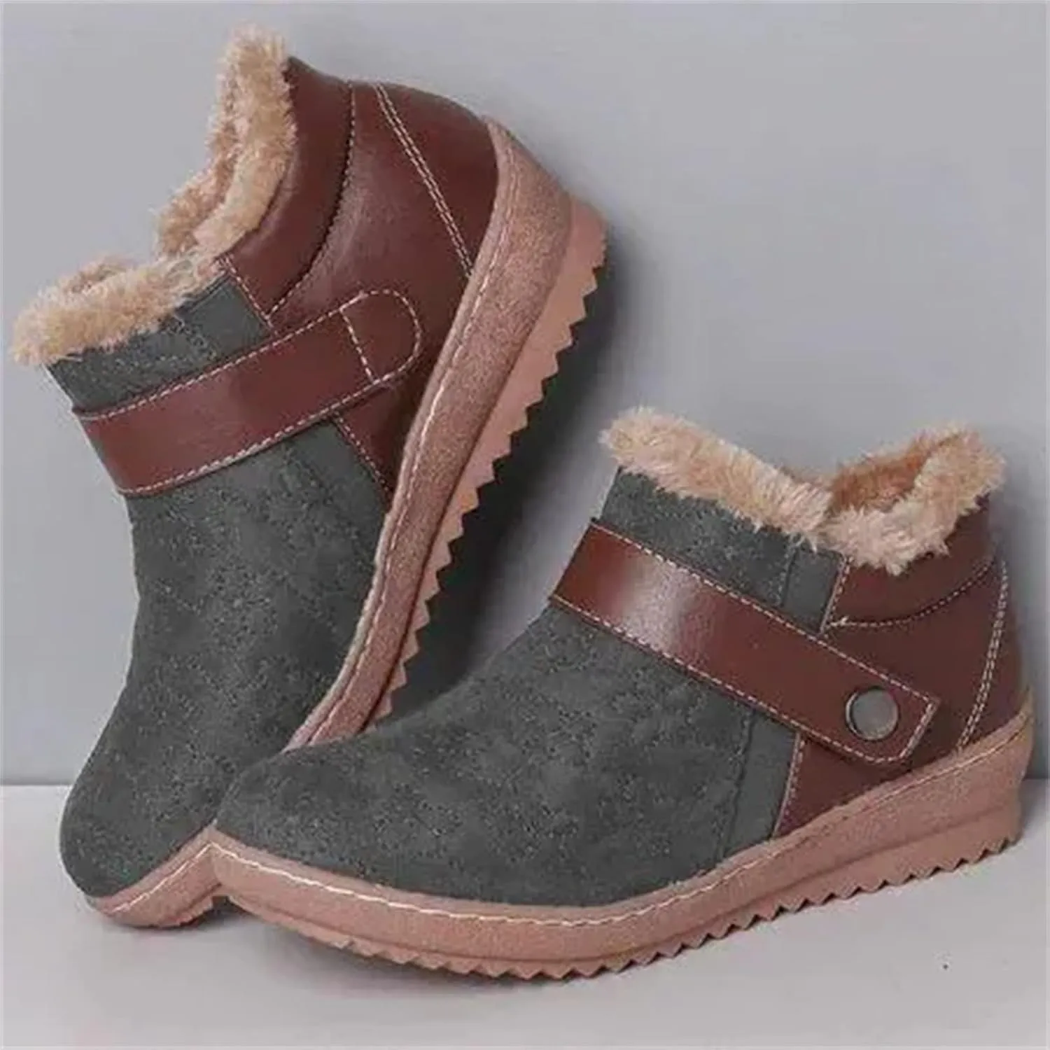 Lausiuoe Snow Boots For Women Cute Fur Lined Fuzzy Ankle Booties Winter Warm Shoes Silp On Comfortable Casual Fashion Loafers