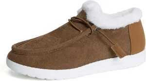 Lausiuoe Snow Boots For Women Cute Wide Calf Ankle Booties Slip On Comfort Winter Fuzzy Fashion Casual Walking Shoes Loafers