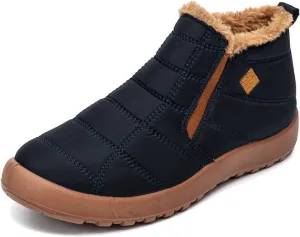 Lausiuoe Snow Boots For Women Waterproof Insulated Wide Width Winter Ankle Booties Fur Lining Slip On Outdoor Warm Shoes