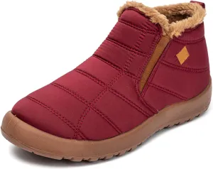 Lausiuoe Snow Boots For Women Waterproof Insulated Wide Width Winter Ankle Booties Fur Lining Slip On Outdoor Warm Shoes