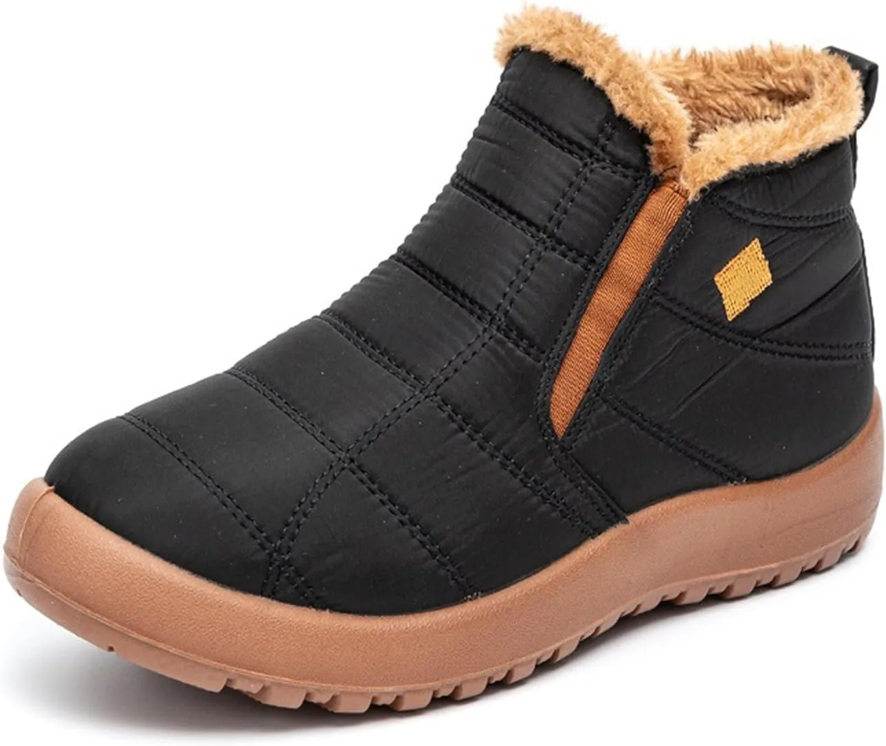 Lausiuoe Snow Boots For Women Waterproof Insulated Wide Width Winter Ankle Booties Fur Lining Slip On Outdoor Warm Shoes