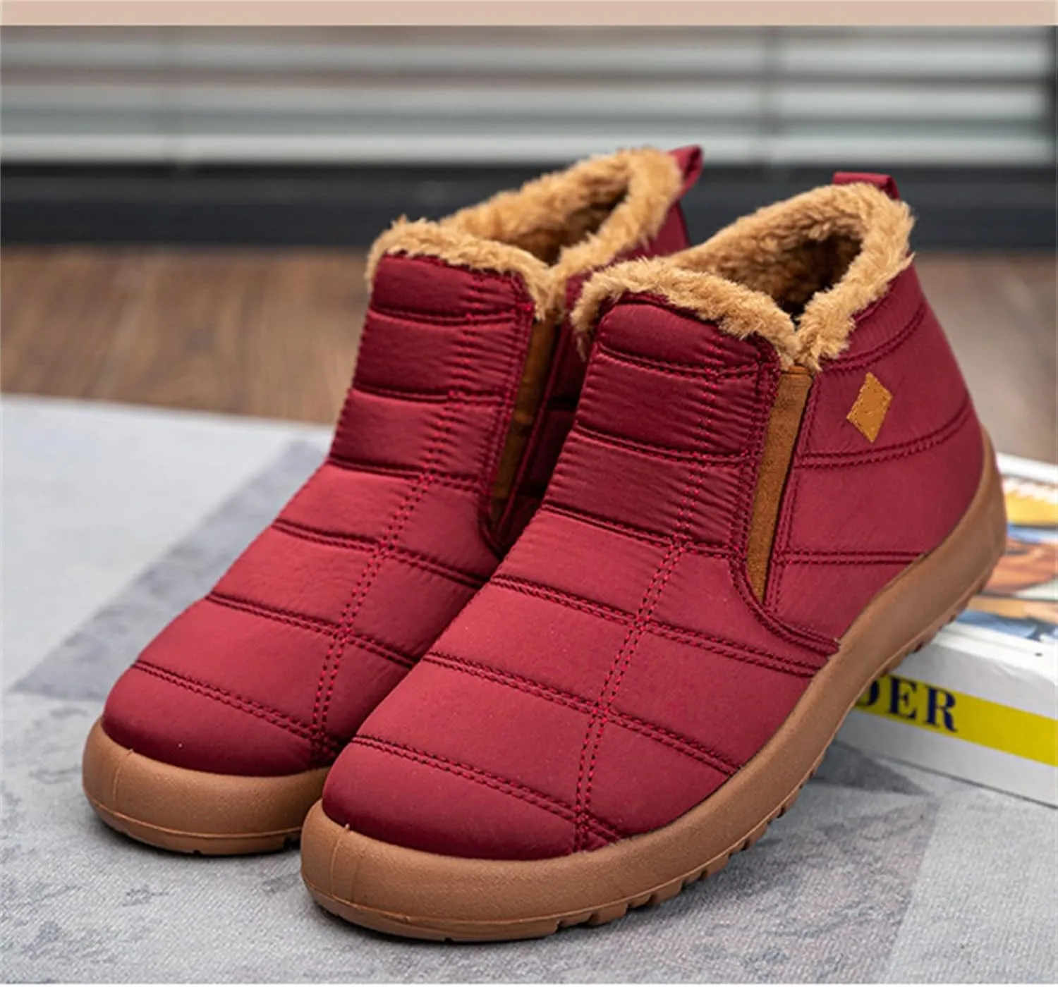 Lausiuoe Snow Boots For Women Waterproof Insulated Wide Width Winter Ankle Booties Fur Lining Slip On Outdoor Warm Shoes