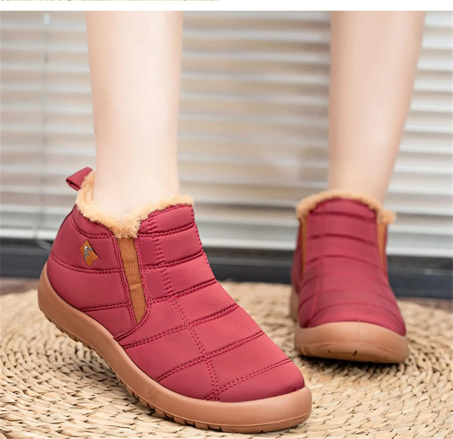 Lausiuoe Snow Boots For Women Waterproof Insulated Wide Width Winter Ankle Booties Fur Lining Slip On Outdoor Warm Shoes