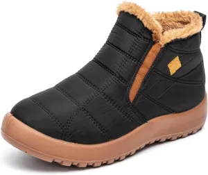 Lausiuoe Snow Boots For Women Waterproof Insulated Wide Width Winter Ankle Booties Fur Lining Slip On Outdoor Warm Shoes
