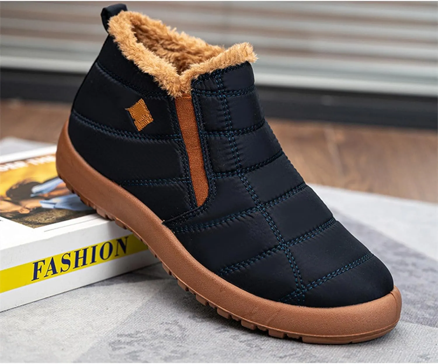 Lausiuoe Snow Boots For Women Waterproof Insulated Wide Width Winter Ankle Booties Fur Lining Slip On Outdoor Warm Shoes