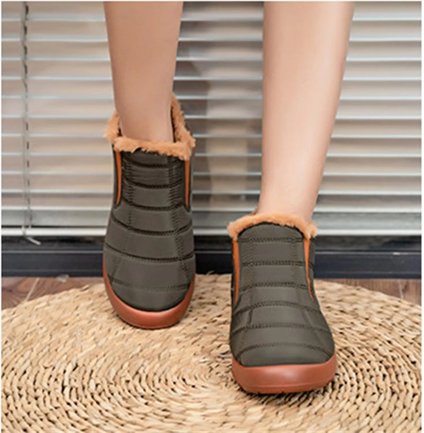 Lausiuoe Winter Boots For Women Waterproof Snow Non Slip Ankle Booties Ladies Warm Fur Lined Flat Sneakers Outdoor Shoes