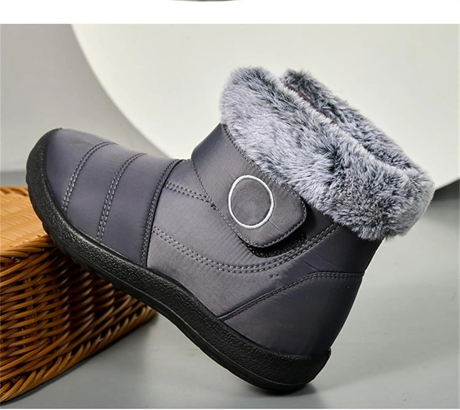 Lausiuoe Winter Boots For Women Waterproof Snow Non Slip Warm Fur Lined Waterproof Ankle Boots Outdoor Comfortable Shoes