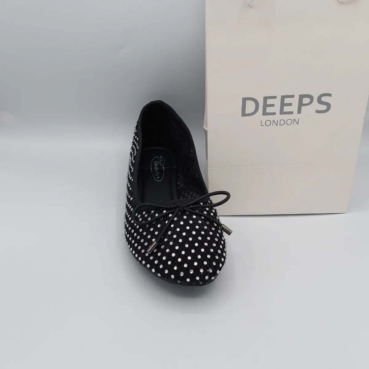 LIZZY WOMEN'S DIAMANTE BALLET FLATS SHOES IN BLACK