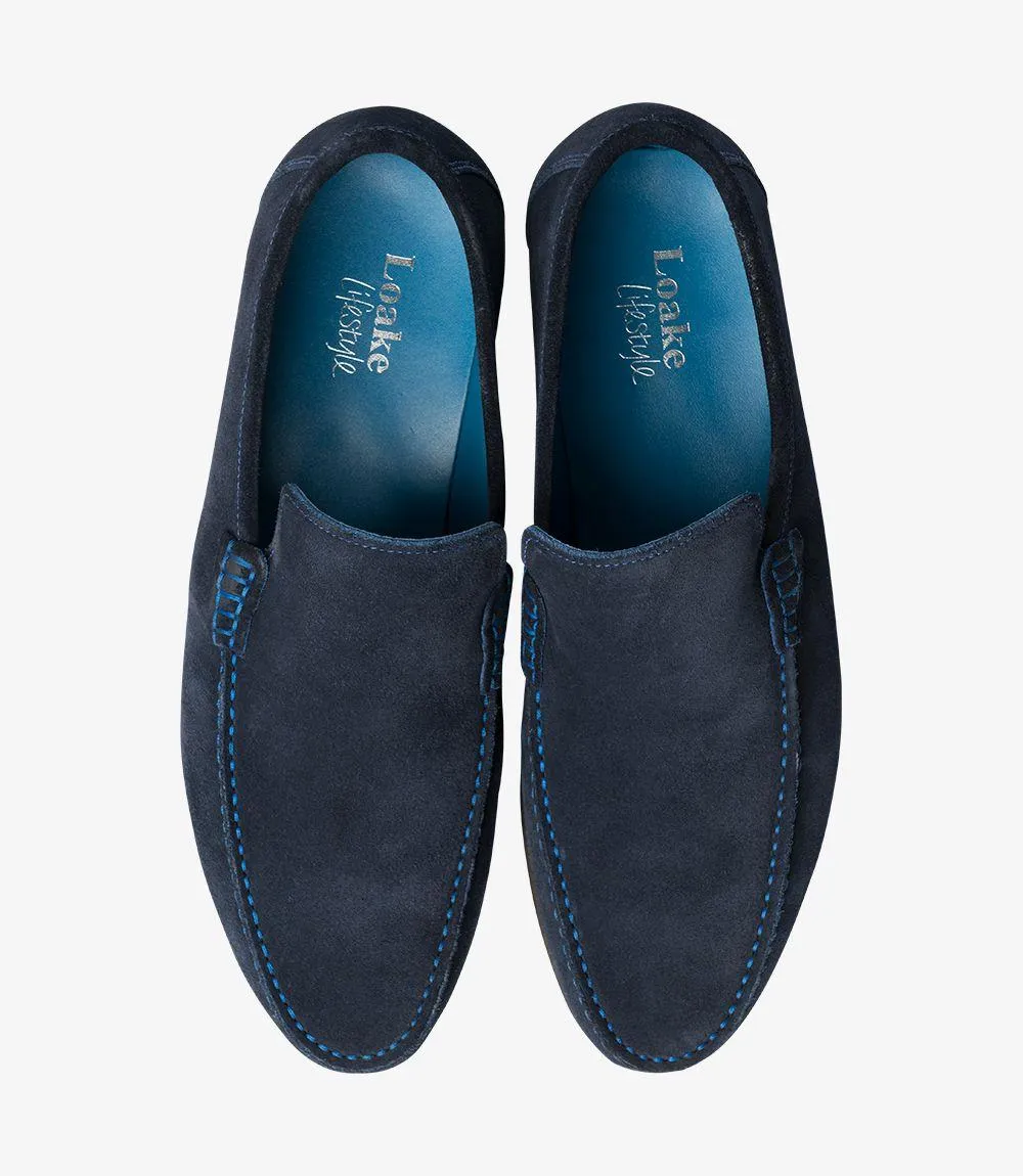 LOAKE NICHOLSON NAVY DRIVER SHOE LEATHER/RUBBER SOLE F-MEDIUM