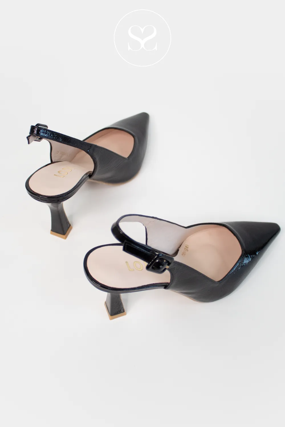 LODI MODERN BLACK LEATHER HIGH HEEL SLINGBACK