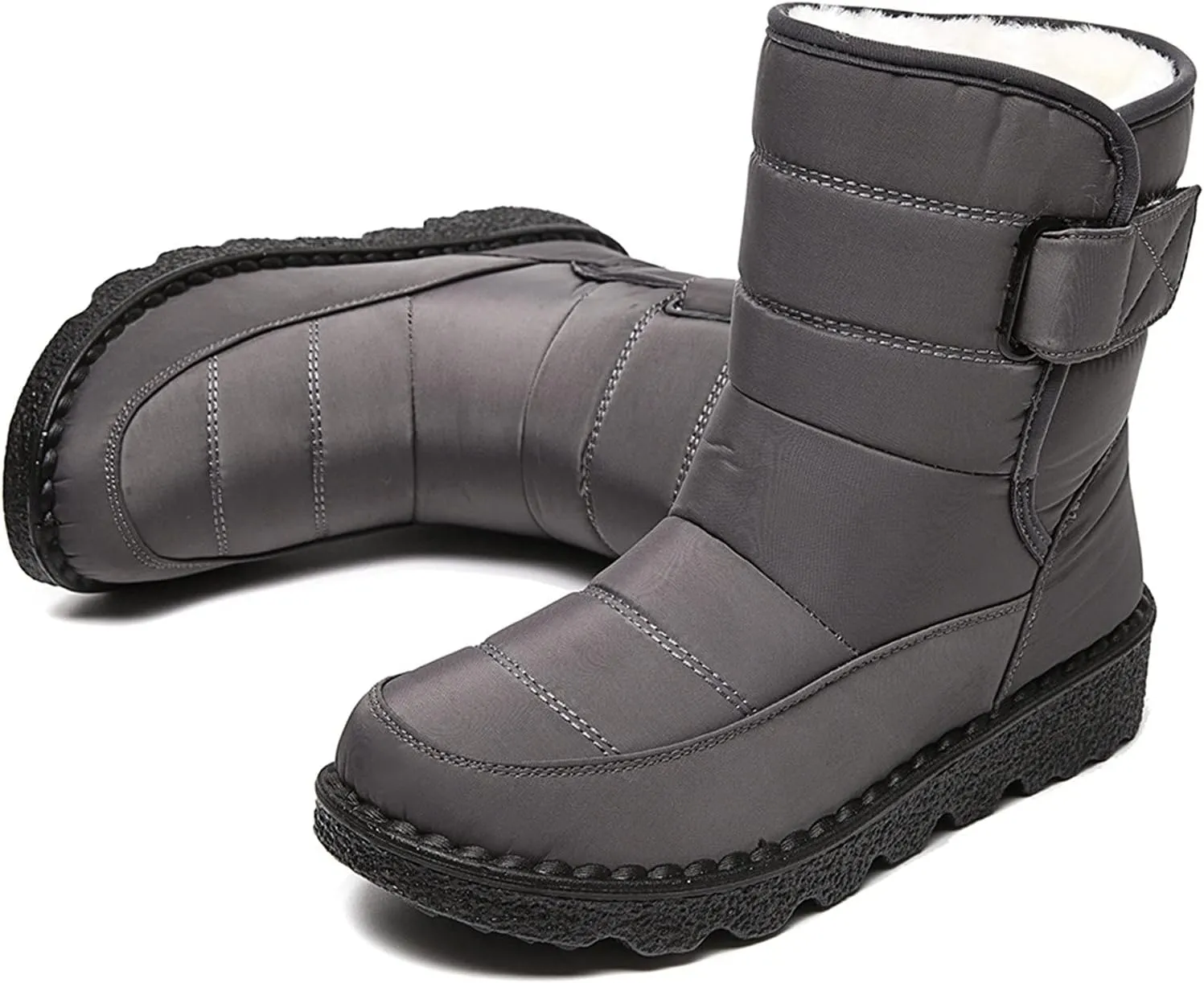 Lug Sole Snow Boots for Women Fur Lined Warm Outdoor Walking Boots Winter Waterproof Non-Slip Booties Snow Shoes