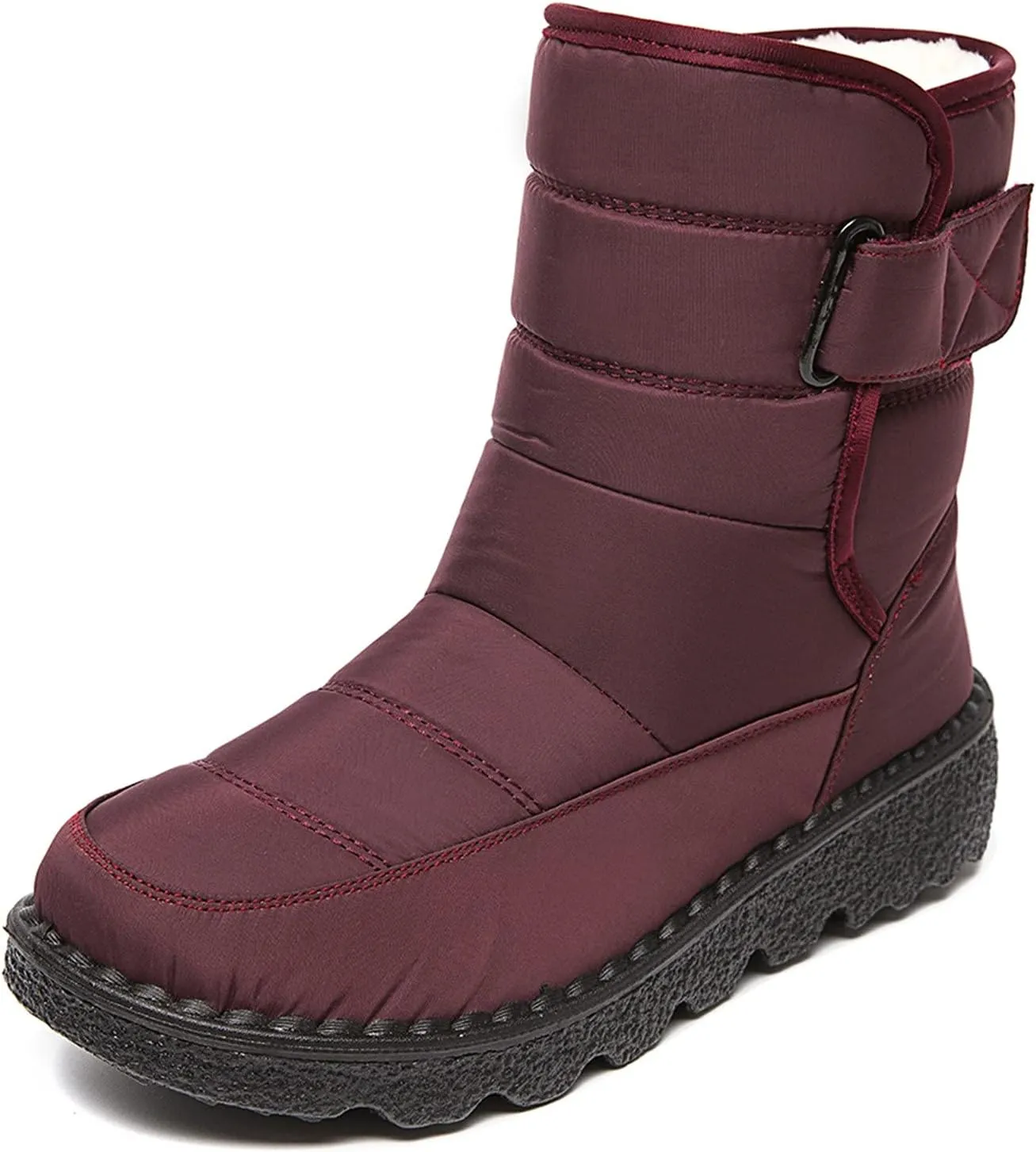 Lug Sole Snow Boots for Women Fur Lined Warm Outdoor Walking Boots Winter Waterproof Non-Slip Booties Snow Shoes
