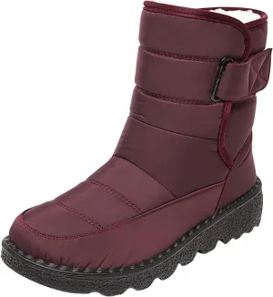 Lug Sole Snow Boots for Women Fur Lined Warm Outdoor Walking Boots Winter Waterproof Non-Slip Booties Snow Shoes