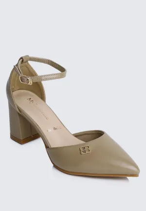 Mandy WideFit Comfy Heels In Taupe