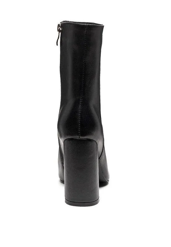 Margen Ankle-High Pointed Toe Block Heeled Boot