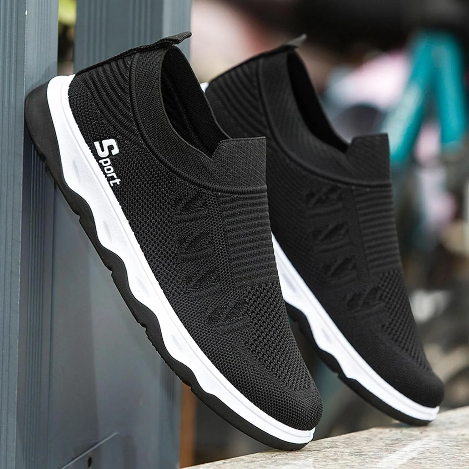 Men Shoes Flat Soled Casual Shoes Breathable Hollow Mesh Shoes Slip On Soft Soled Casual Men's Casual Shoes Wide Width Men's