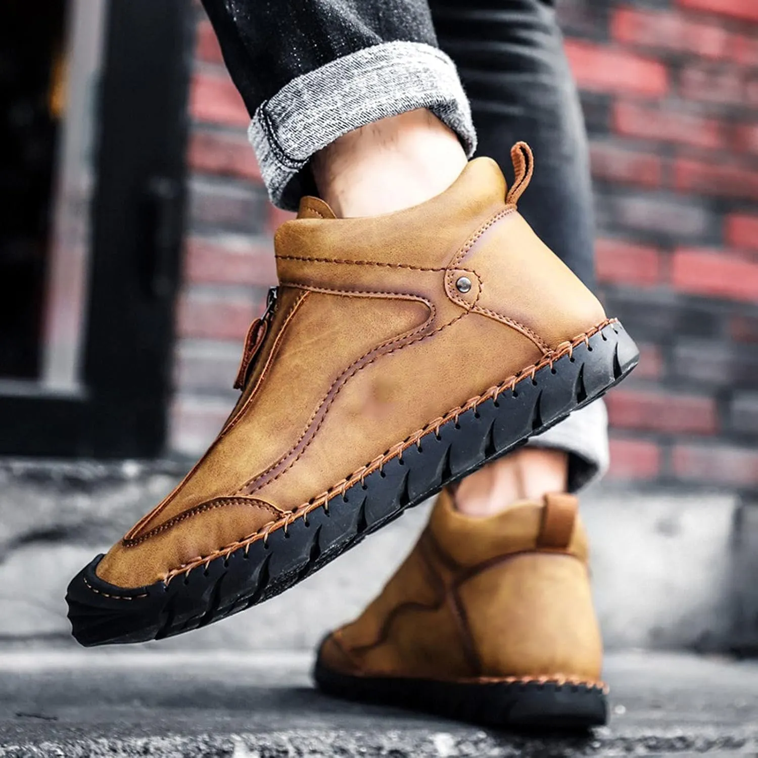 Mens Boots Men's Boots Comfortable Men Ankle Boots Thick Plush Warm Snow Boots Leather Autumn Outdoor Man Motorcycle Boots