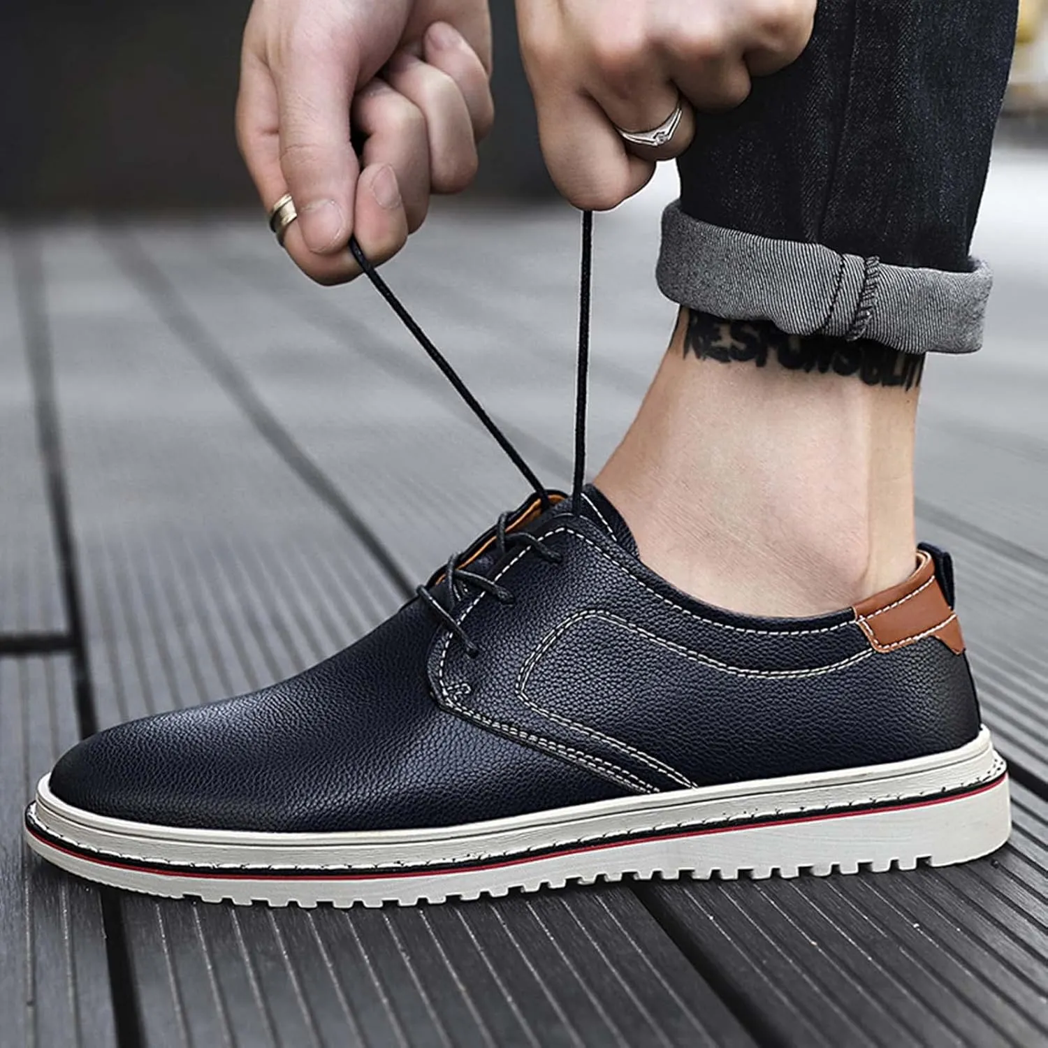 Mens Business Casual Shoes Lace up Leather Dress Oxfords Office Comfort Loafers
